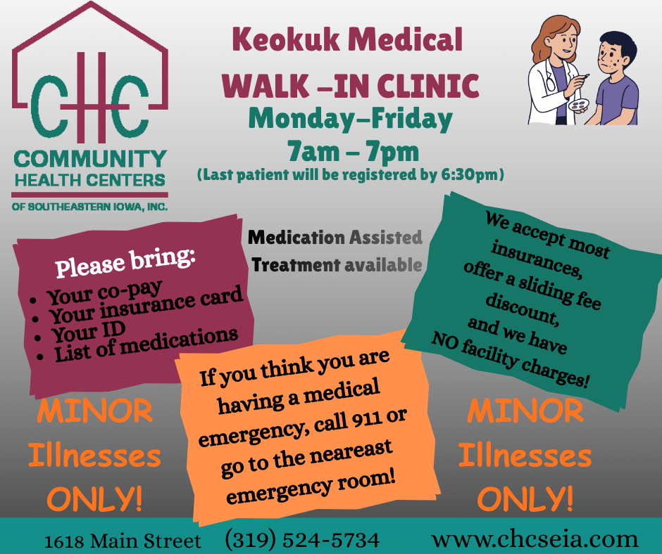 Keokuk Medical hours change walk in clinic 7am-7pm